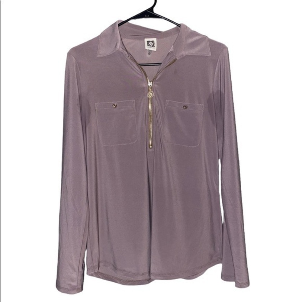 Women’s Grey Long Sleeve Anne Klein Sz S Business casual top with zipper